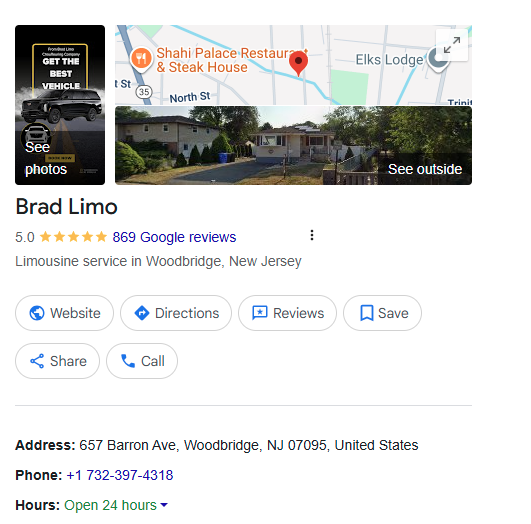 Brad Limo - Google Business Profile